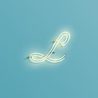 Realistic neon character from a fontset, vector illustration