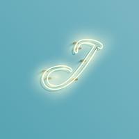 Realistic neon character from a fontset, vector illustration