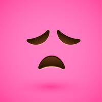 Pink realistic emoticon smiley face, vector illustration