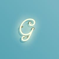 Realistic neon character from a fontset, vector illustration