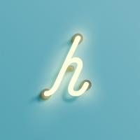 Realistic neon character from a fontset, vector illustration