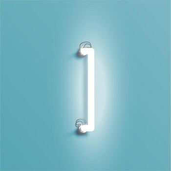 Realistic neon character from a font set, vector illustration