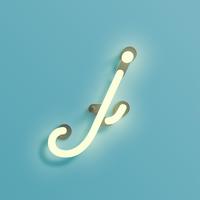 Realistic neon character from a fontset, vector illustration