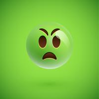 Green realistic emoticon smiley face, vector illustration