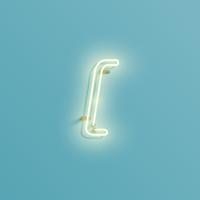 Realistic neon character from a fontset, vector illustration