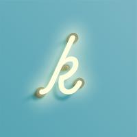 Realistic neon character from a fontset, vector illustration