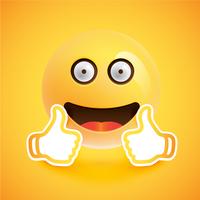 Emoticon with thumbs up, vector illustration