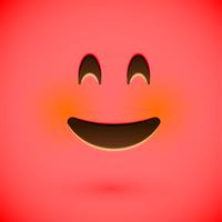 Red realistic emoticon smiley face, vector illustration