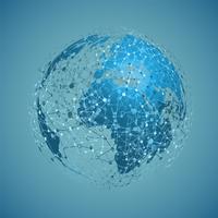 World globe on a blue background, vector illustration