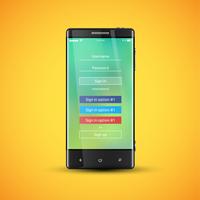 Simple and colorful UI surface for smartphones - Login screen, vector illustration