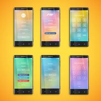 Simple and colorful UI set for smartphones - Login screen, vector ilustration