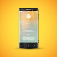 Simple and colorful UI surface for smartphones - Login screen, vector illustration