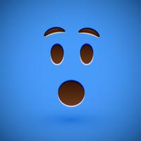 Blue realistic emoticon smiley face, vector illustration