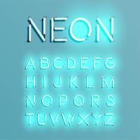 Realistic neon character font set, vector illustration