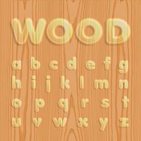 Wood texturized font set, vector illustration