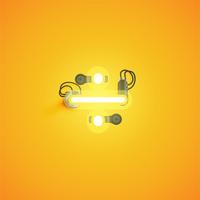 Yellow realistic neon character with wires and console from a fontset, vector illustration