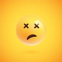 Realistic yellow emoticon in front of a yellow background, vector illustration