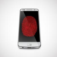 Fingerprint on a realistic smartphone's screen, vector illustration