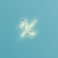 Realistic neon character from a fontset, vector illustration