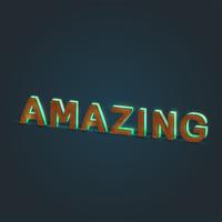 'AMAZING' - Realistic illustration of a word made by wood and glowing glass, vector