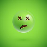 Green realistic emoticon smiley face, vector illustration