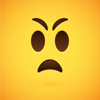 Realistic yellow emoticon in front of a yellow background, vector illustration