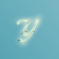 Realistic neon character from a fontset, vector illustration