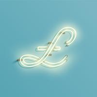 Realistic neon character from a fontset, vector illustration