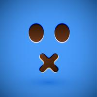 Blue realistic emoticon smiley face, vector illustration