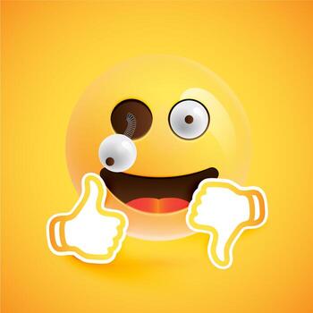Emoticon with thumbs up, vector illustration