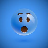 Blue realistic emoticon smiley face, vector illustration