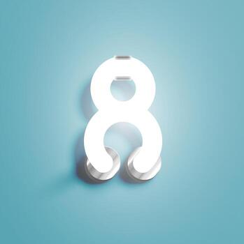 Realistic neon character from a fontset, vector illustration