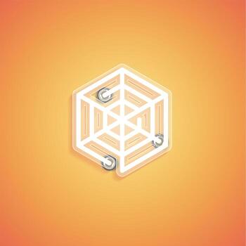 Glowing realistic neon icon for web, vector illustration