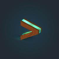 3D, realistic, glass and wood character from a typeface, vector