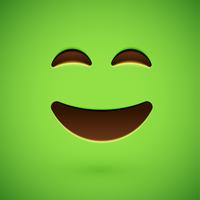 Green realistic emoticon smiley face, vector illustration