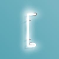 Realistic neon character from a fontset, vector illustration