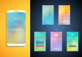 Simple and colorful UI set for smartphones - Login screen, vector ilustration