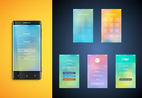 Simple and colorful UI set for smartphones - Login screen, vector ilustration