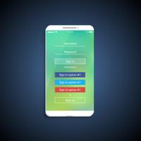 Simple and colorful UI surface for smartphones - Login screen, vector illustration