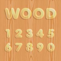 Wood texturized font set, vector illustration