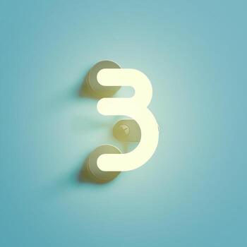 Realistic neon character from a fontset, vector illustration