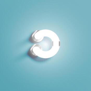 Realistic neon character from a fontset, vector illustration