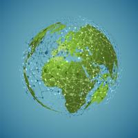 World globe on a blue background, vector illustration