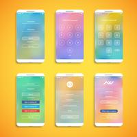 Simple and colorful UI set for smartphones - Login screen, vector ilustration