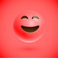 Red realistic emoticon smiley face, vector illustration