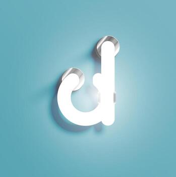 Realistic neon character from a fontset, vector illustration