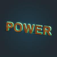 'POWER' - Realistic illustration of a word made by wood and glowing glass, vector