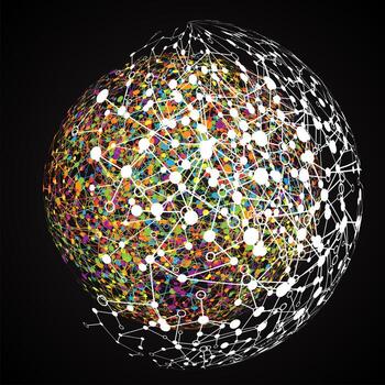 Dotted world with connections, vector illustration