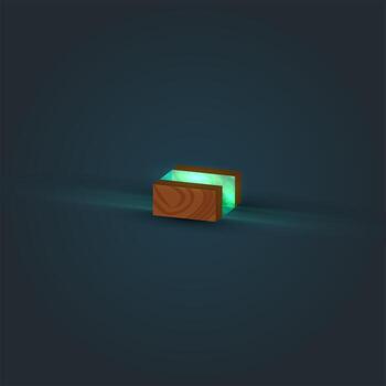 3D, realistic, glass and wood character from a typeface, vector