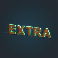 'EXTRA' - Realistic illustration of a word made by wood and glowing glass, vector